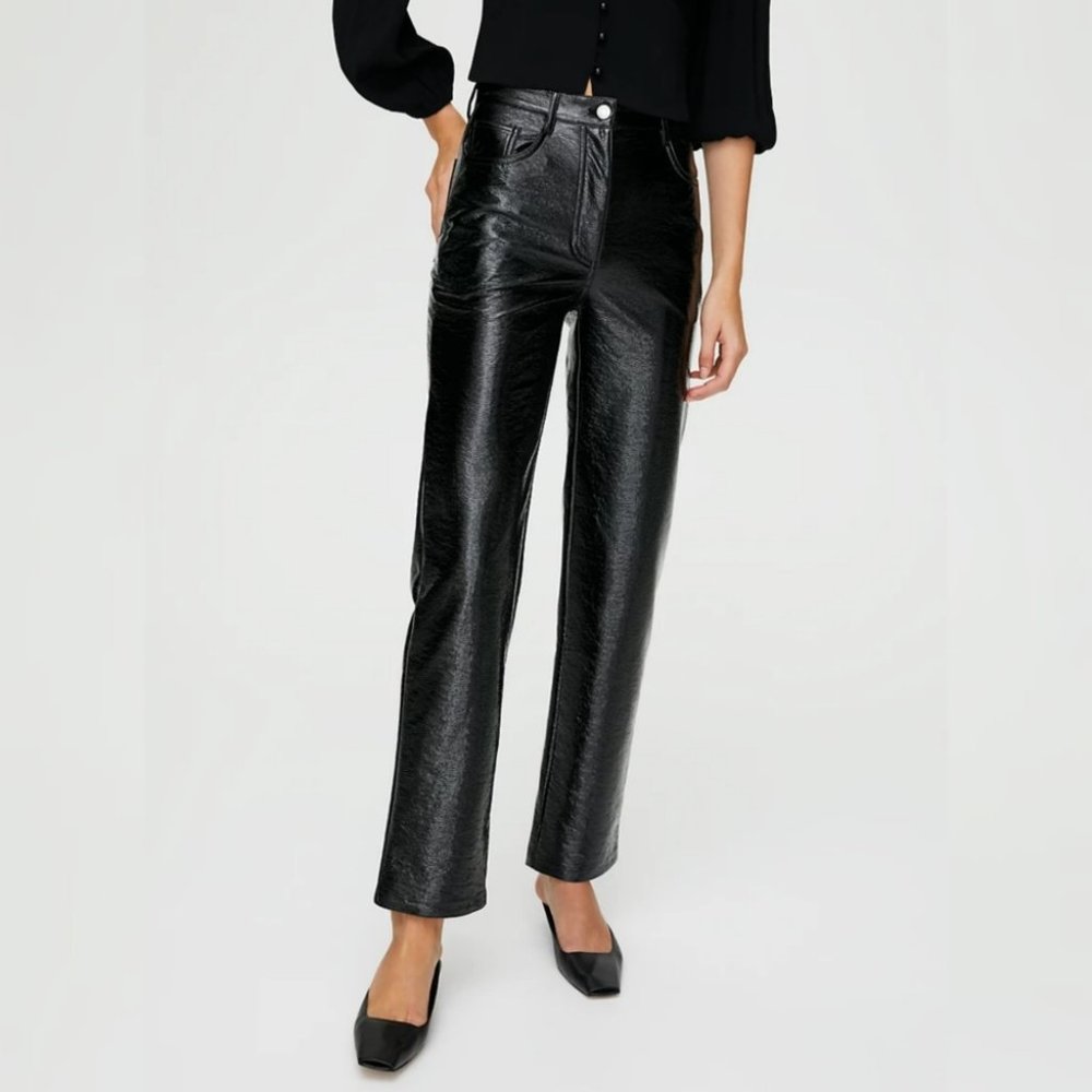 WILFRED | Melina Pebbled Textur Leather Pants Black Size 4